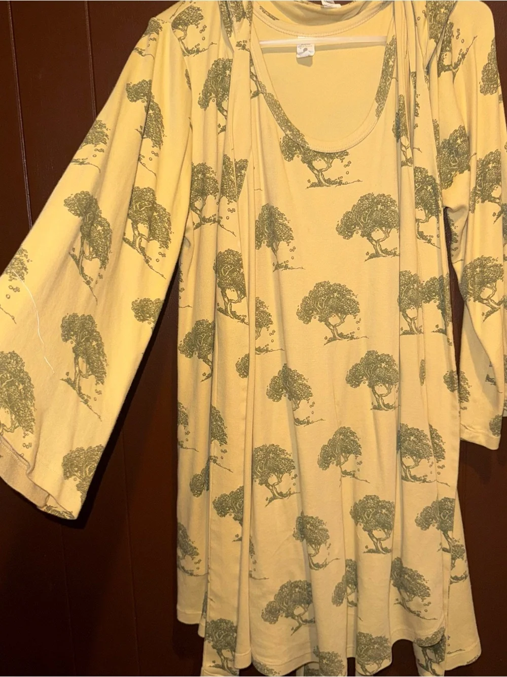 kate quinn 100% Cotton Nightgown and Robe with Olive Tree Print